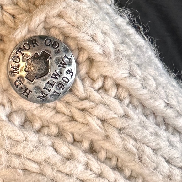 Harley-Davidson Knit Scarf Hat OS Oatmeal Cream Cable Women’s - Picture 6 of 15